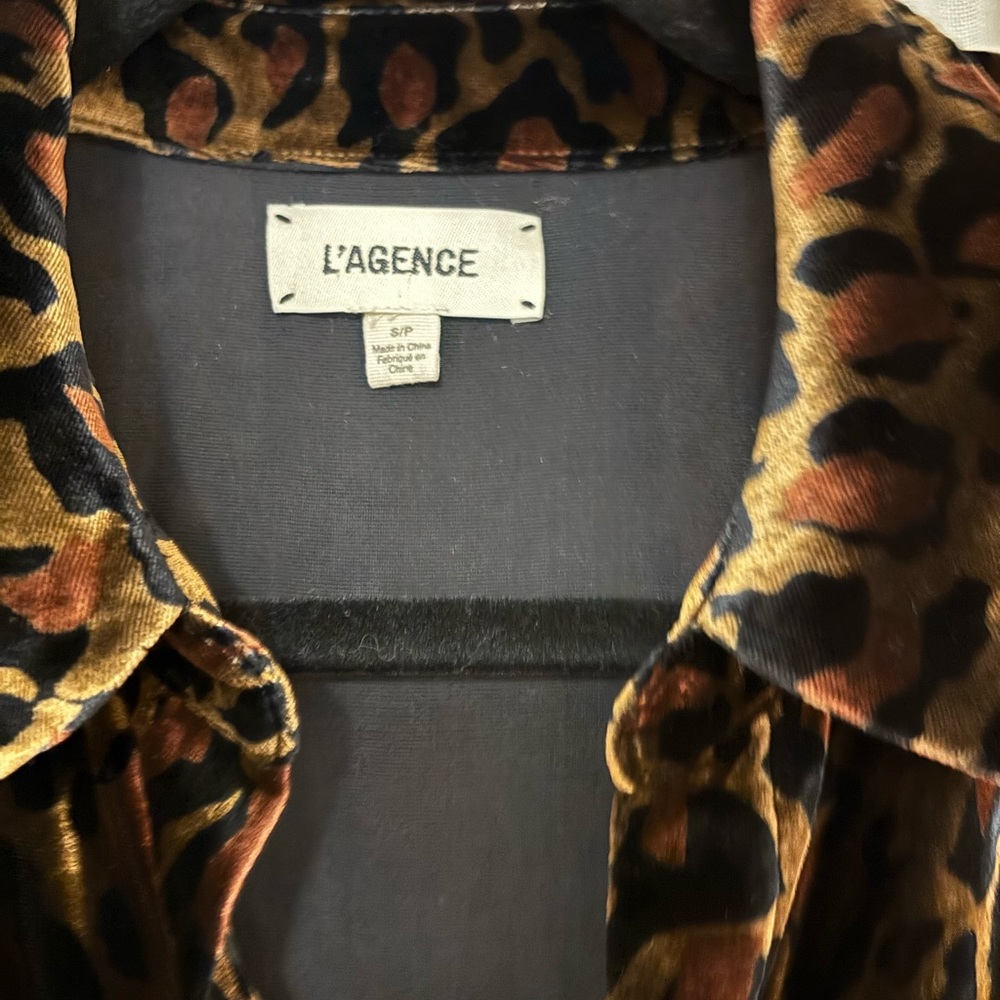 L'AGENCE Brown Leopard Print Button Down Shirt - image 4